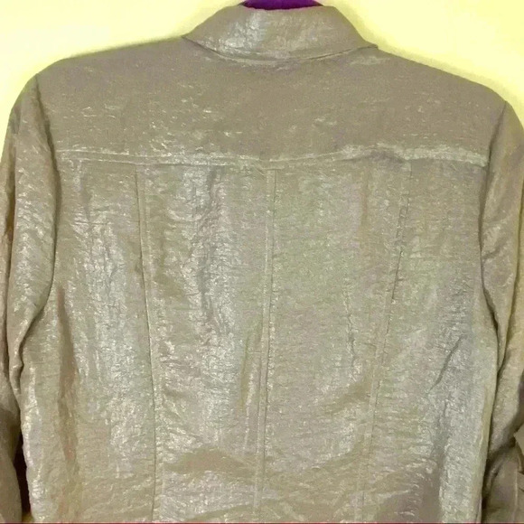 Calvin Klein Metallic Shimmer Button Down Shirt - Picture 7 of 9